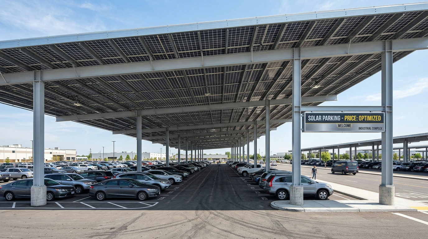 installation ombrière photovoltaïque parking entreprise