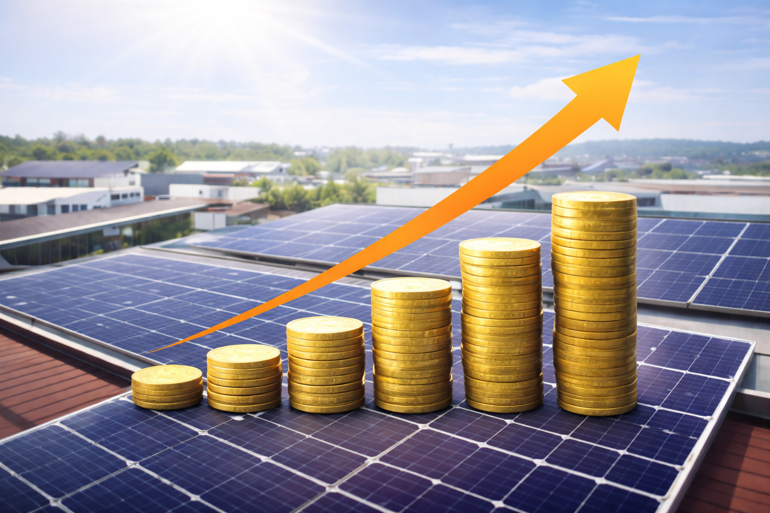 Bâtiments professionnels équipés de panneaux solaires dans une démarche de transition énergétique
